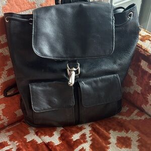 Vintage Kenneth Cole Black Leather Backpack / Tote